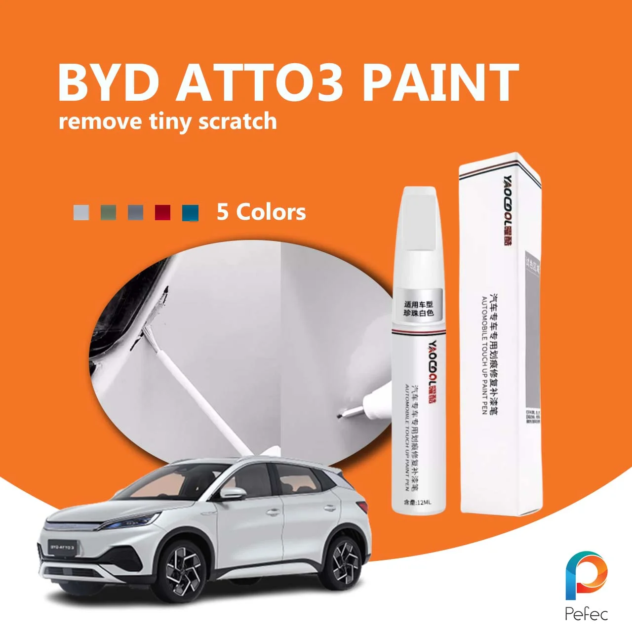 Paint pen suitable for BYD Tang ev touch-up pen Snow White